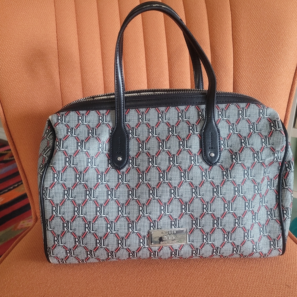 Lauren Ralph Lauren Satchel Bag Black and Red Logo